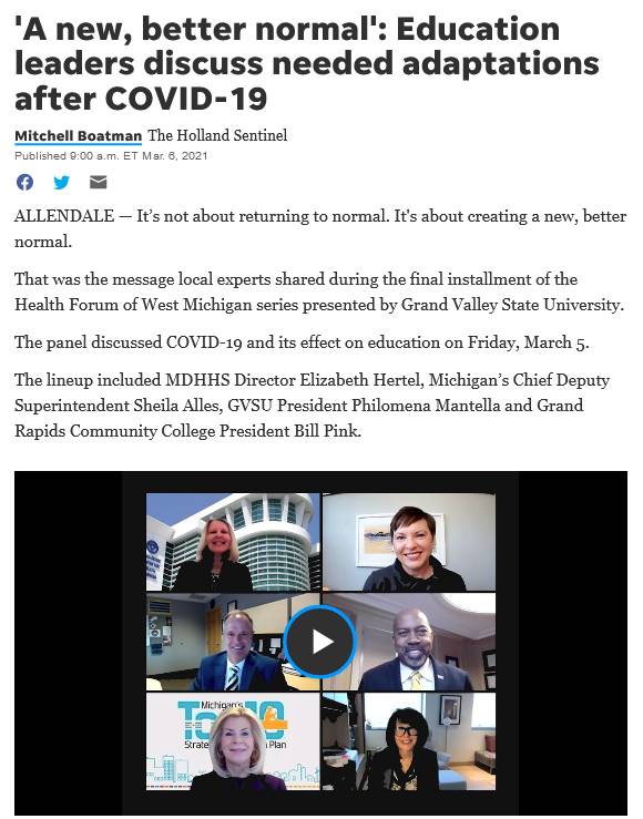 Screenshot of the Holland Sentinel article about President Mantella